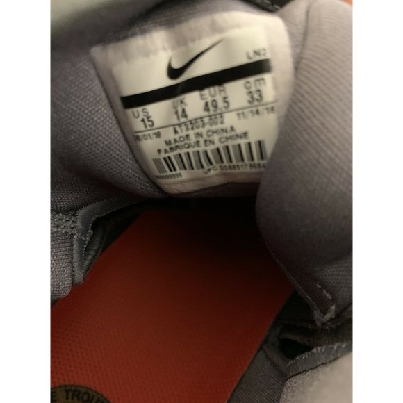 NEW Men’s Sz 15 Nike Mike Trout 5 Baseball Cleat Grey/Orange‎ AT3203-002 - Picture 8 of 9